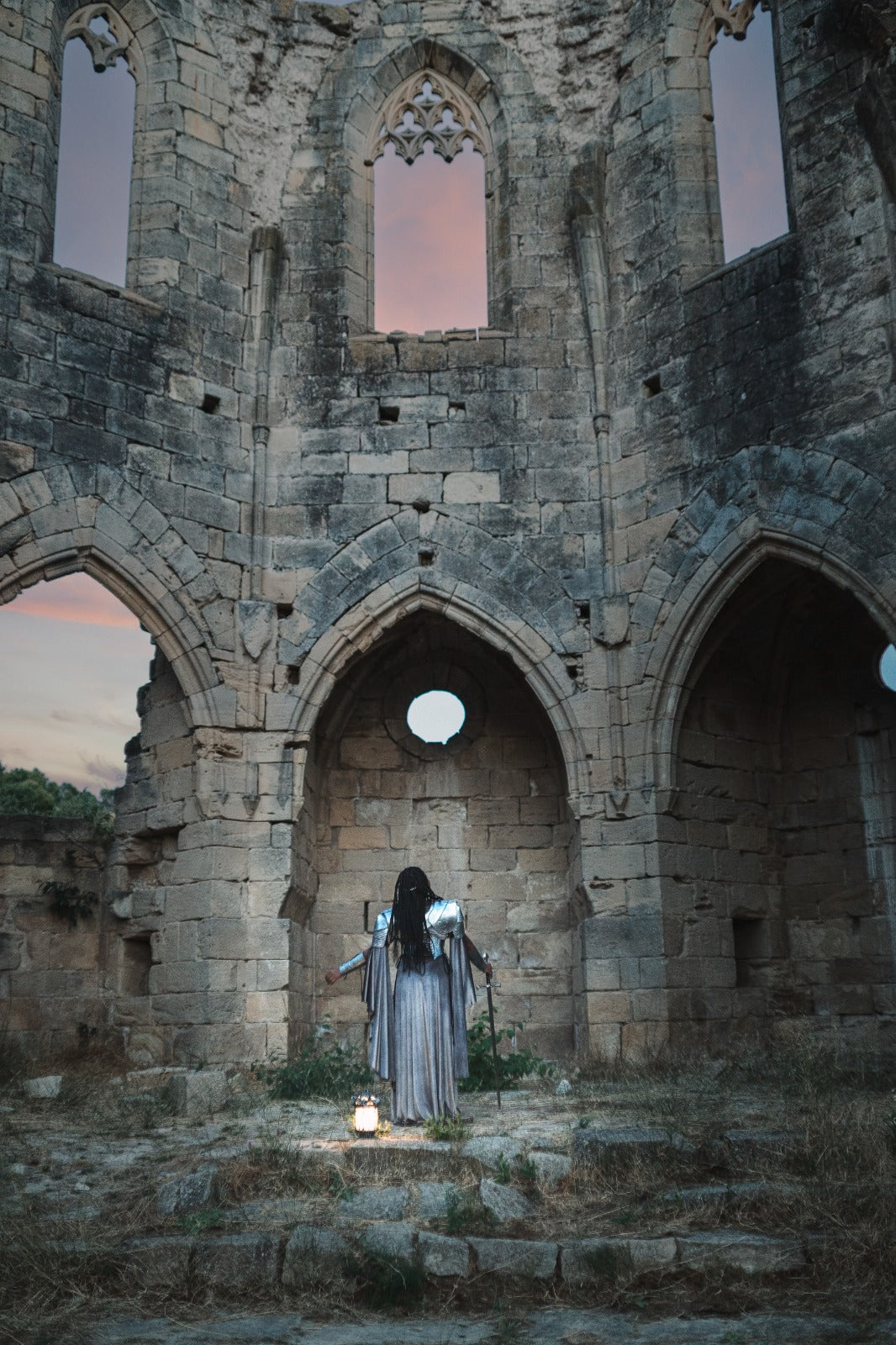 Vestido Medieval de Terciopelo Plata