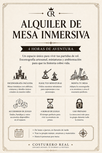 Alquiler de mesa de Rol inmersiva con escenografía
