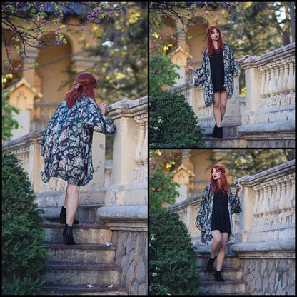 Kimono Floral Victoriano de Seda Vegana