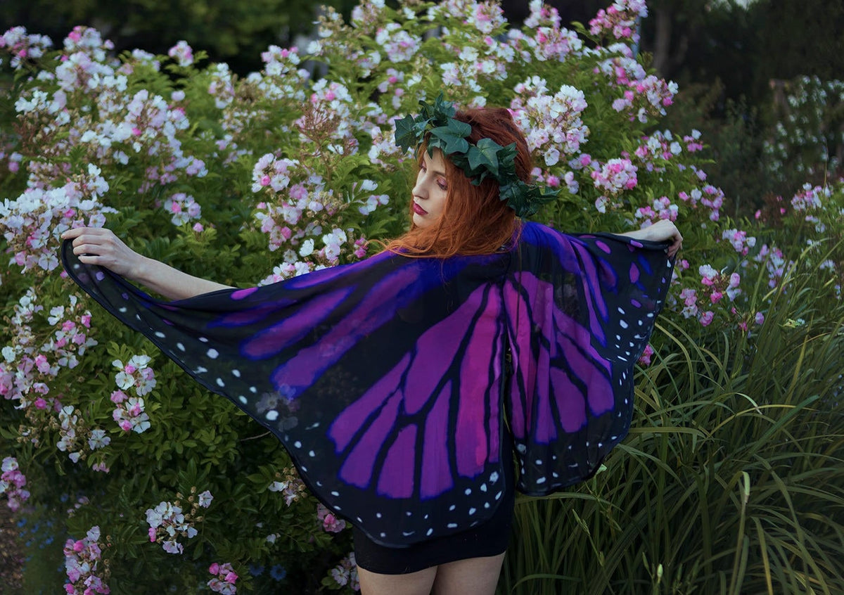 Capa Alas de Mariposa Monarca Morada · Pequeñas