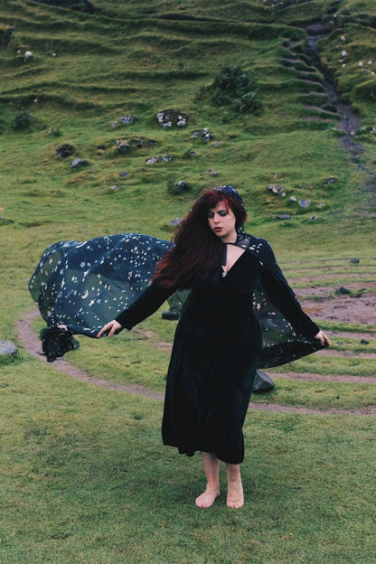 Hooded Chiffon Star Cape