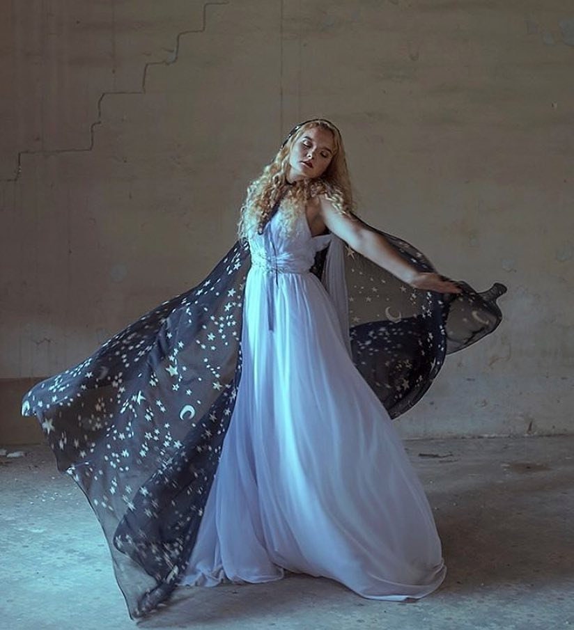 Hooded Chiffon Star Cape