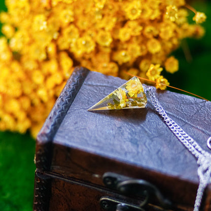 Colgante Péndulo de Resina con Flores Amarillas Reales