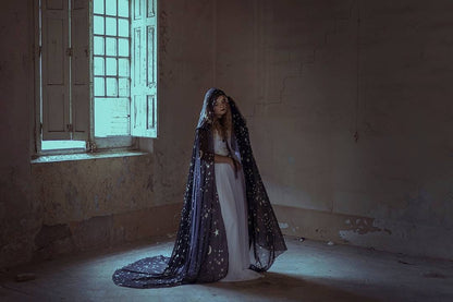 Hooded Chiffon Star Cape