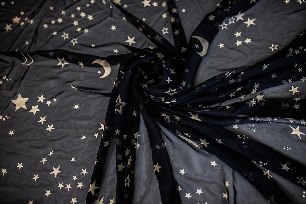 Tela de Gasa Celestial de Lunas y Estrellas