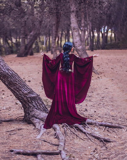 Vestido Medieval de Terciopelo Burdeos