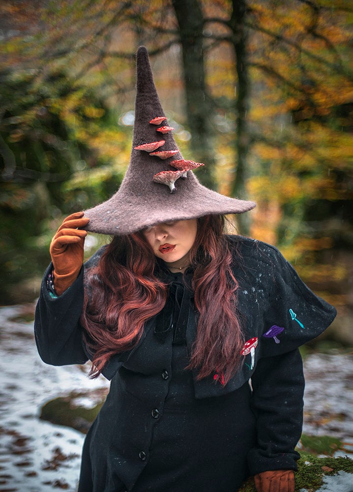 Sombrero de Bruja del Bosque con Setas