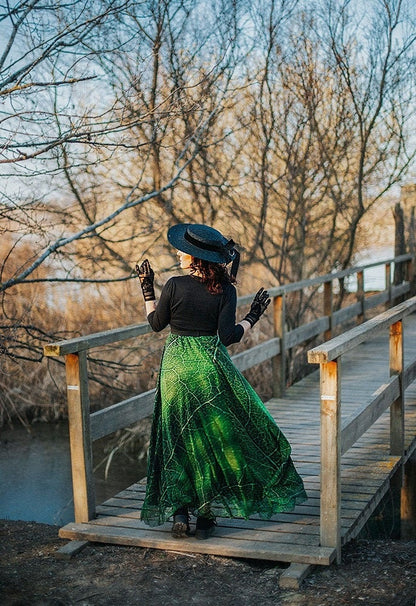 Falda Larga Élfica de Hoja Verdes