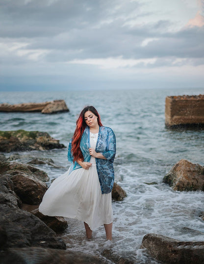 Kimono de Gasa Olas del Océano