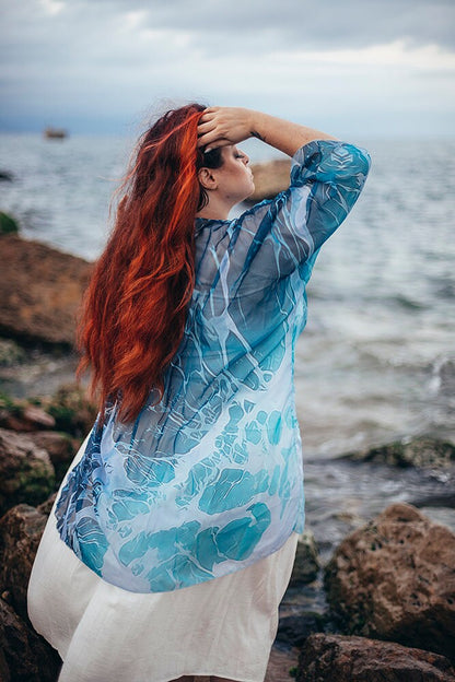 Kimono de Gasa Olas del Océano