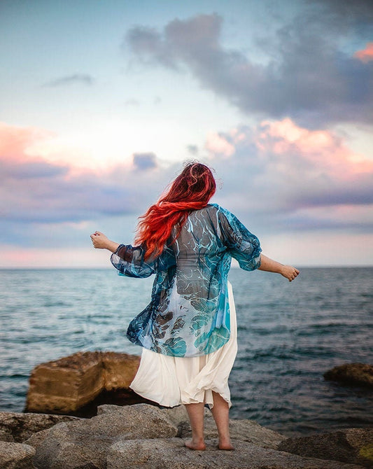 Kimono de Gasa Olas del Océano