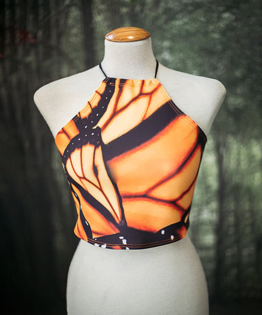 Top de Bikini Halter Mariposa Monarca