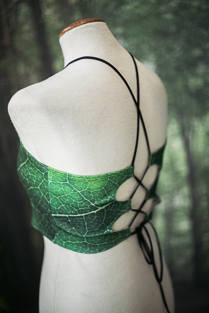 Top de Bikini Halter Hoja Verde