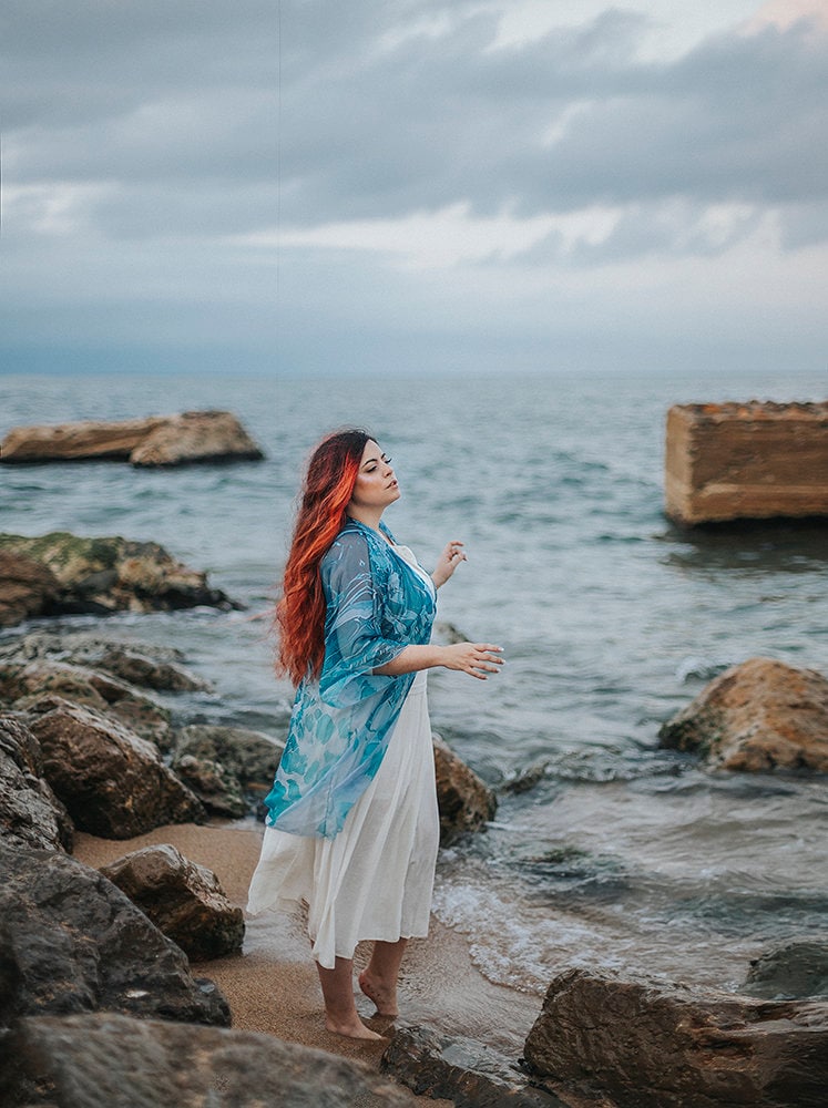 Kimono de Gasa Olas del Océano