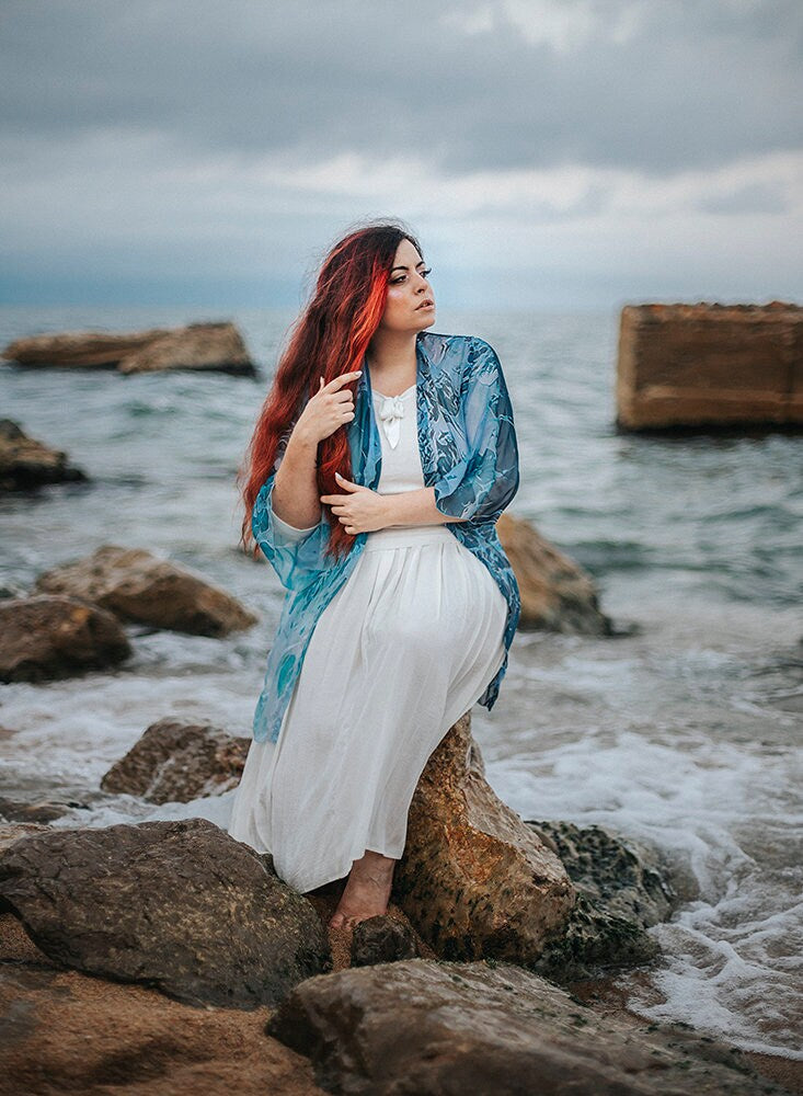 Kimono de Gasa Olas del Océano
