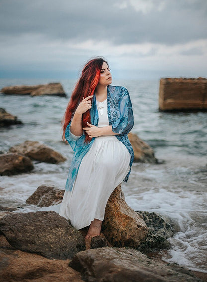 Kimono de Gasa Olas del Océano