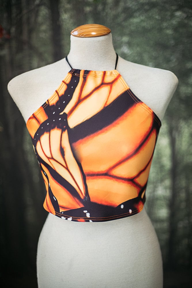 Top de Bikini Halter Mariposa Monarca