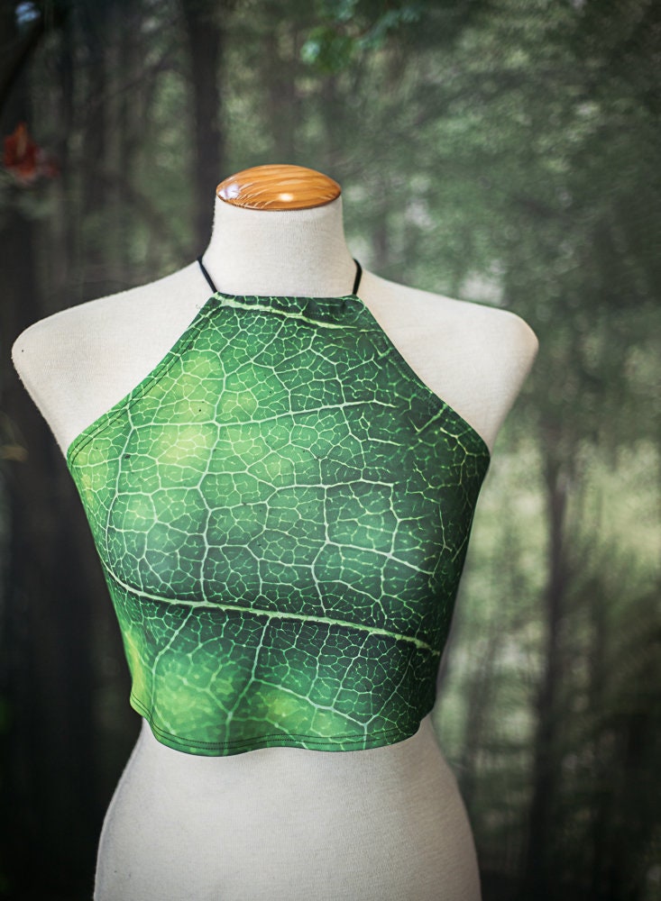 Top de Bikini Halter Hoja Verde
