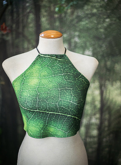 Top de Bikini Halter Hoja Verde