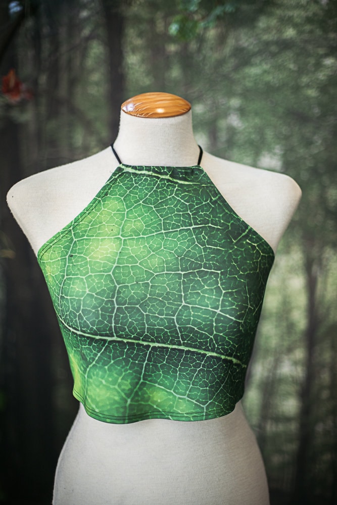 Top de Bikini Halter Hoja Verde