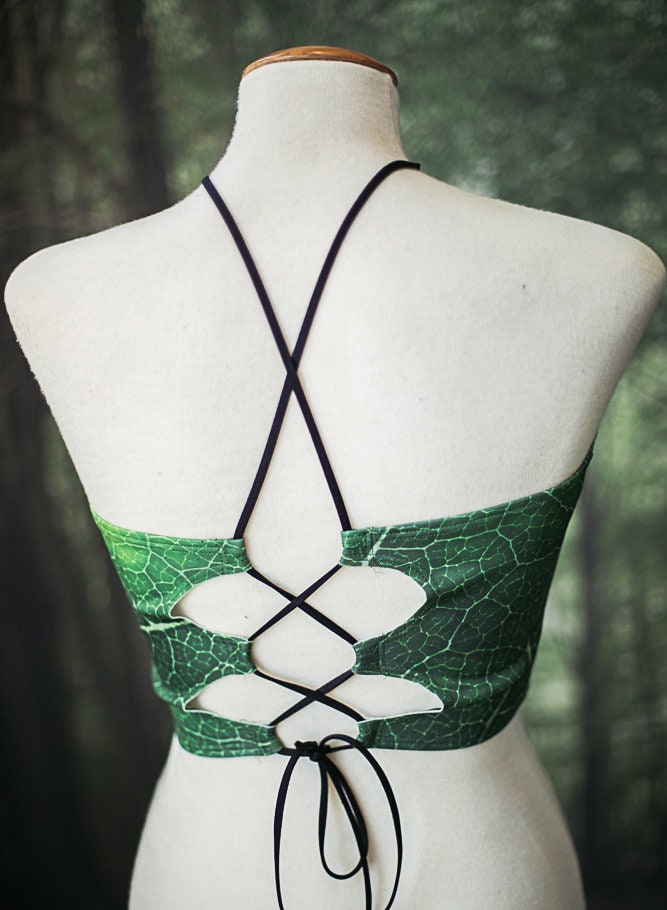 Top de Bikini Halter Hoja Verde