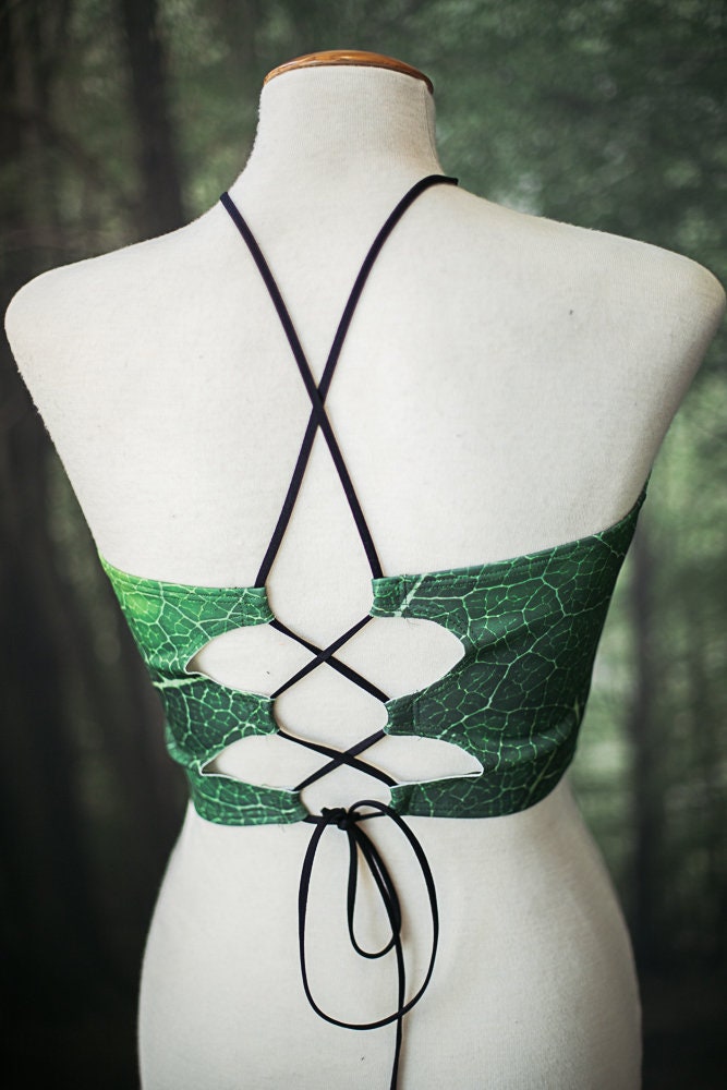 Top de Bikini Halter Hoja Verde