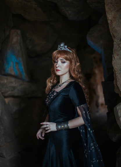 Vestido Bruja Celestial de Terciopelo Negro