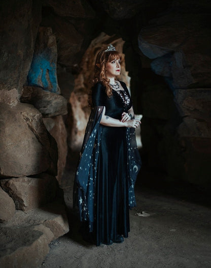 Vestido Bruja Celestial de Terciopelo Negro