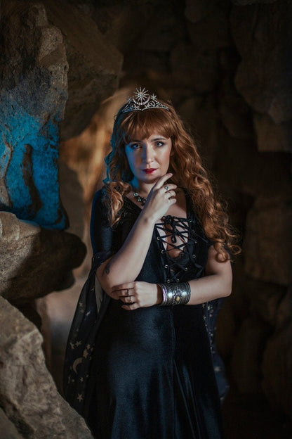Vestido Bruja Celestial de Terciopelo Negro