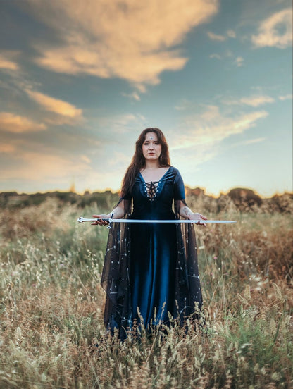 Celestial Blue Velvet Elven Gown