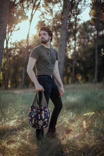 Mushroom Print Tote Bag, Witchcraft Shoulder Bag