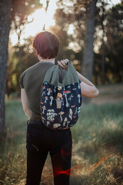 Mushroom Print Tote Bag, Witchcraft Shoulder Bag