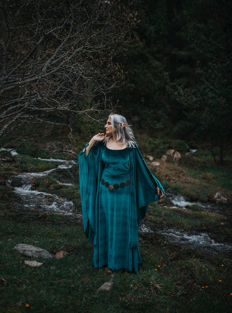 Vestido Élfico Verde de Terciopelo