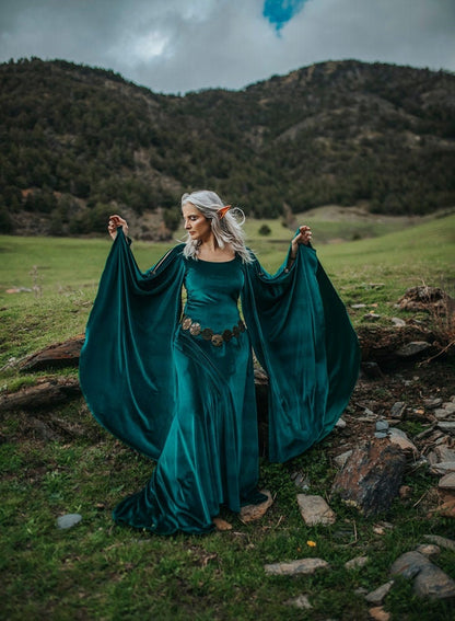 Vestido Élfico Verde de Terciopelo