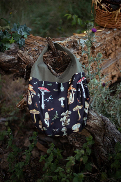 Mushroom Print Tote Bag, Witchcraft Shoulder Bag