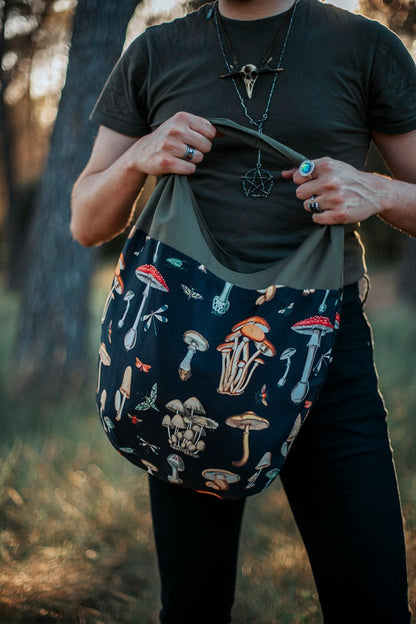 Mushroom Print Tote Bag, Witchcraft Shoulder Bag