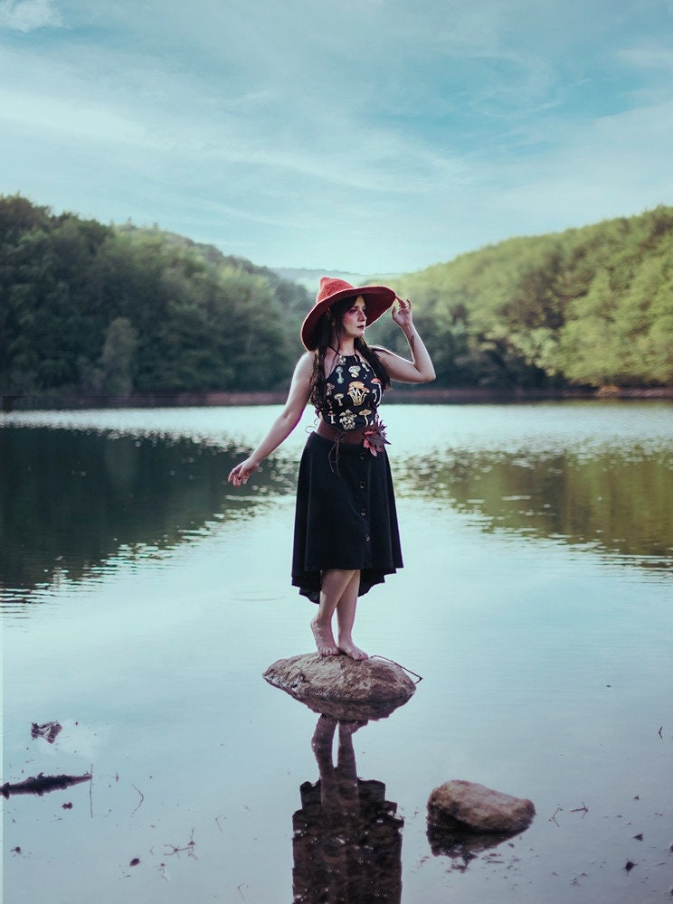 Sombrero de Bruja Corto de Fieltro de Lana
