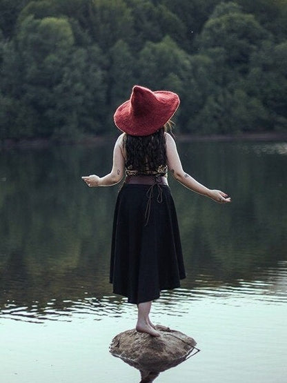 Sombrero de Bruja Corto de Fieltro de Lana