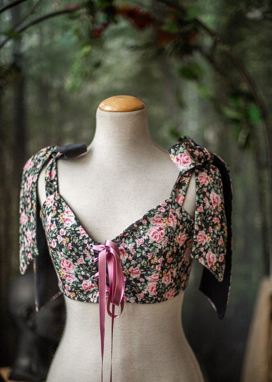 Corset Renacentista Floral con Escote Corazón