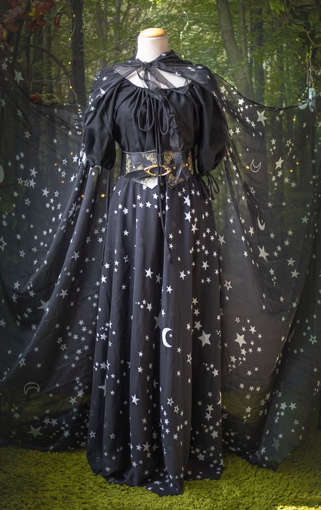 Hooded Chiffon Star Cape