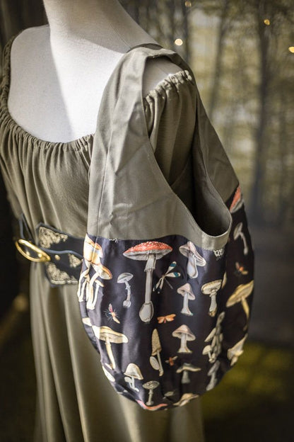Mushroom Print Tote Bag, Witchcraft Shoulder Bag