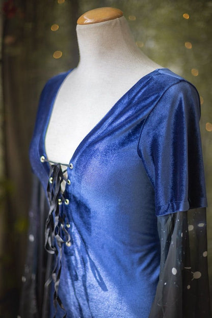 Celestial Blue Velvet Elven Gown