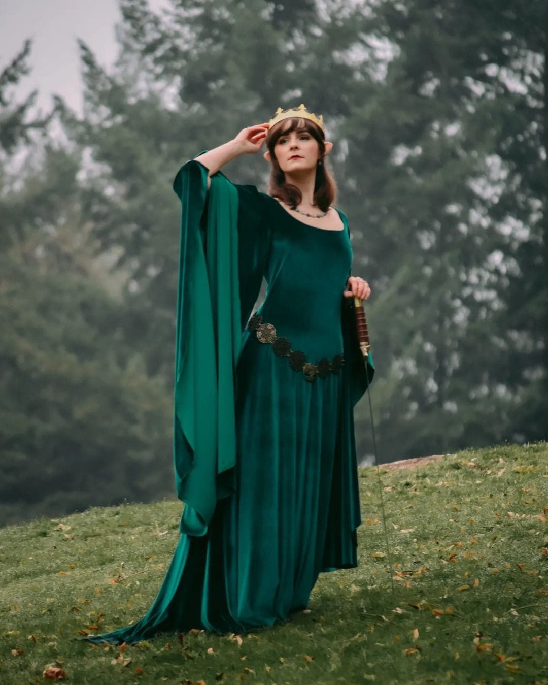 Vestido Élfico Verde de Terciopelo