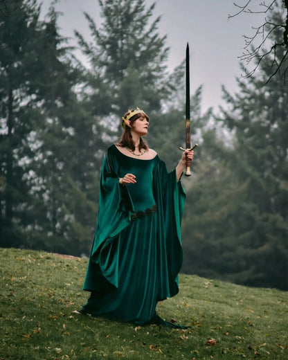 Vestido Élfico Verde de Terciopelo