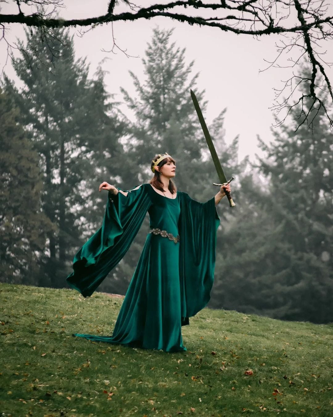 Vestido Élfico Verde de Terciopelo