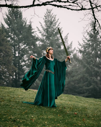 Vestido Élfico Verde de Terciopelo