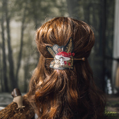 Pasador de Pelo de Setas en Cuero Vegano