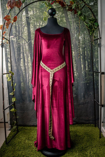 Vestido Medieval de Terciopelo Burdeos