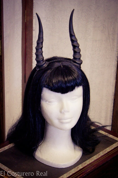 Diadema de Bruja con Cuernos de Demonio y Luna