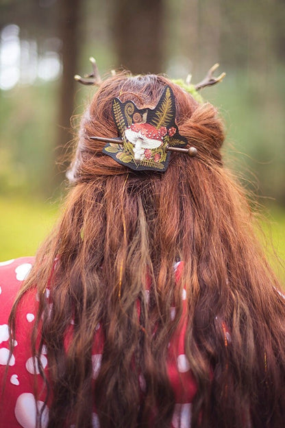 Pasador de Pelo de Setas en Cuero Vegano